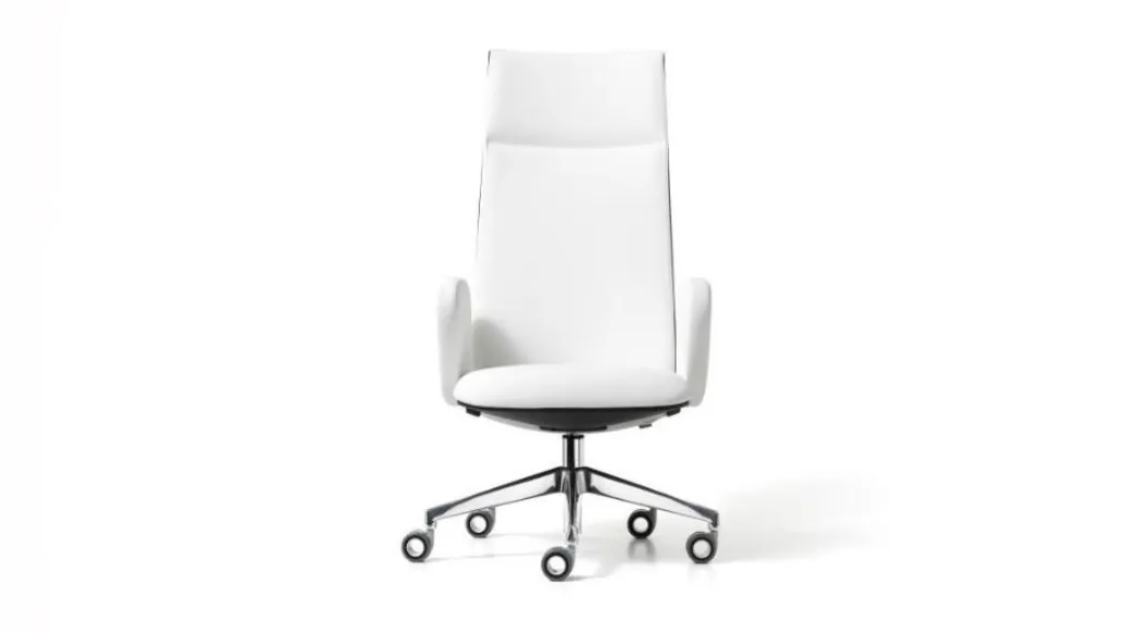 Poltrona direzionale Venice in ecopelle e alluminio di MobilOfficeFurniture