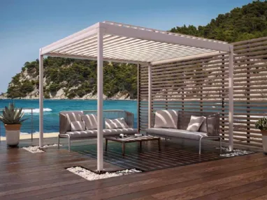 Pergola bioclimatica Eteria in alluminio con lamelle orientabili di Corradi